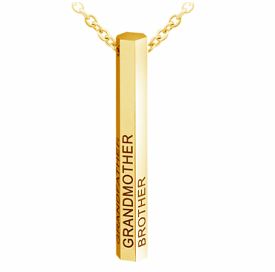 Custom vertical bar pendant personalized letter engraved necklace wholesale names engraving fine jewelry 